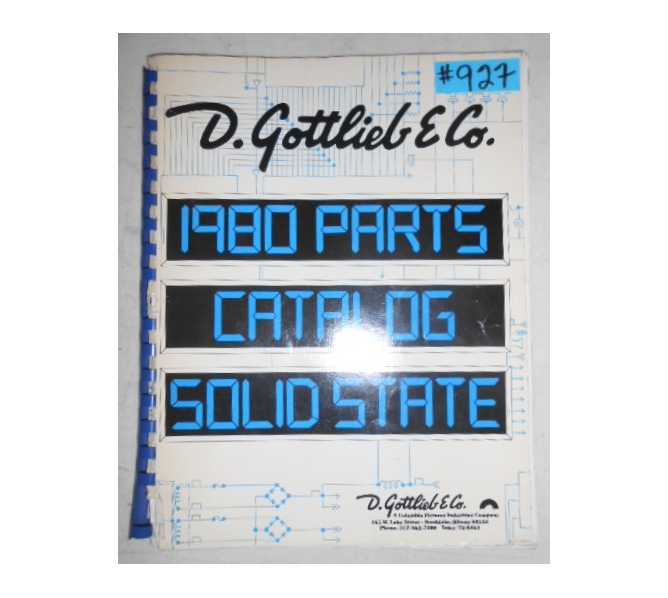 GOTTLIEB Pinball Machine Game 1980 PARTS CATALOG 927 for sale FREE